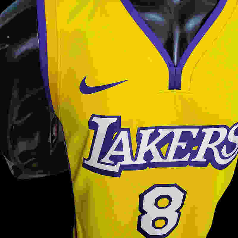 Bryant #8 Lakers V-neck City Edition yellow NBA jersey Size︰XS